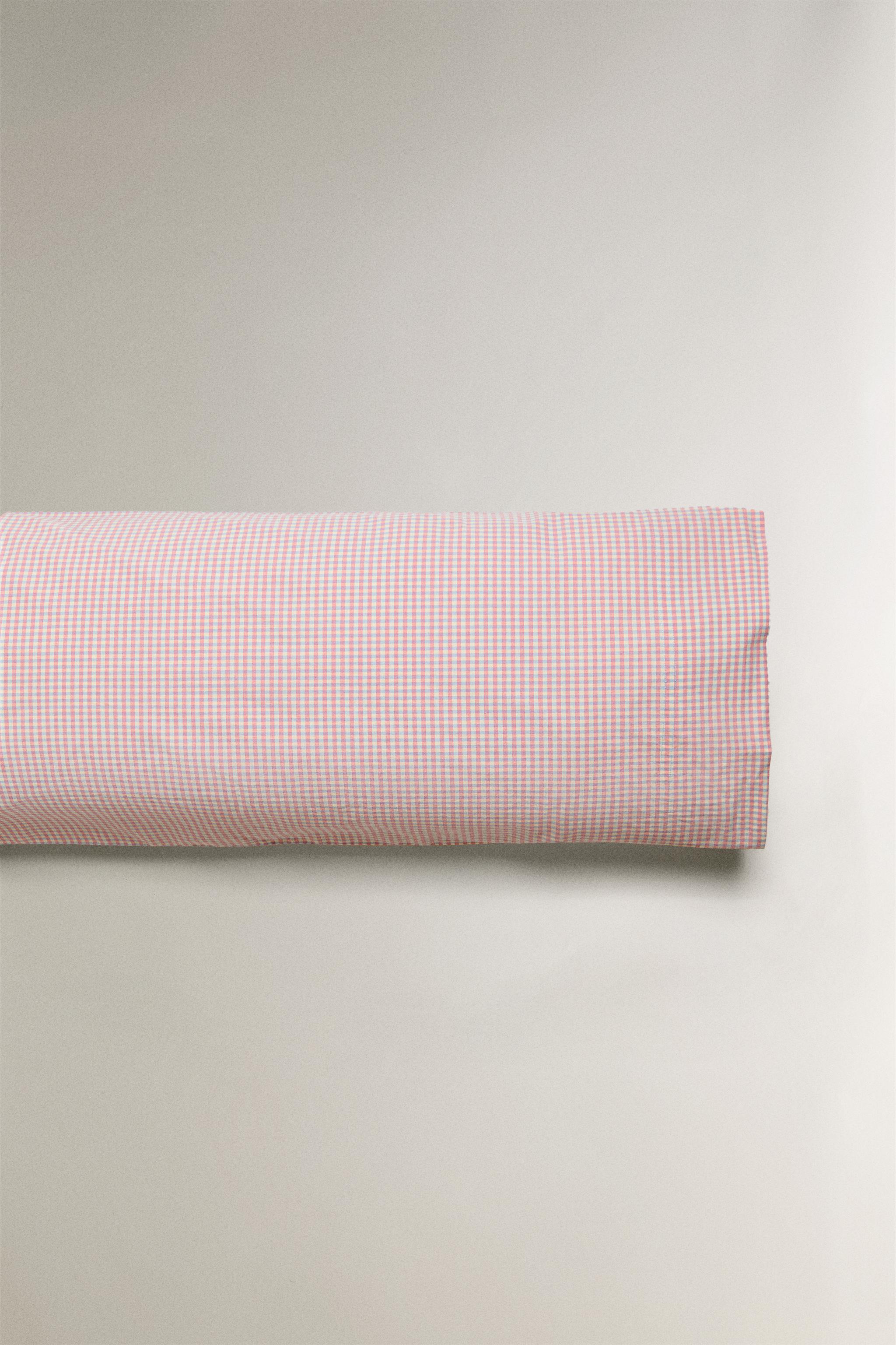 KIDS' COTTON GINGHAM PILLOWCASE